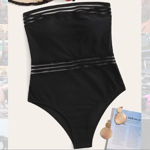 Strapless Mesh One Piece Swimwear